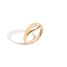 Chunky Lab Grown White Sapphire Marquise Ring Vermeil Yellow Gold