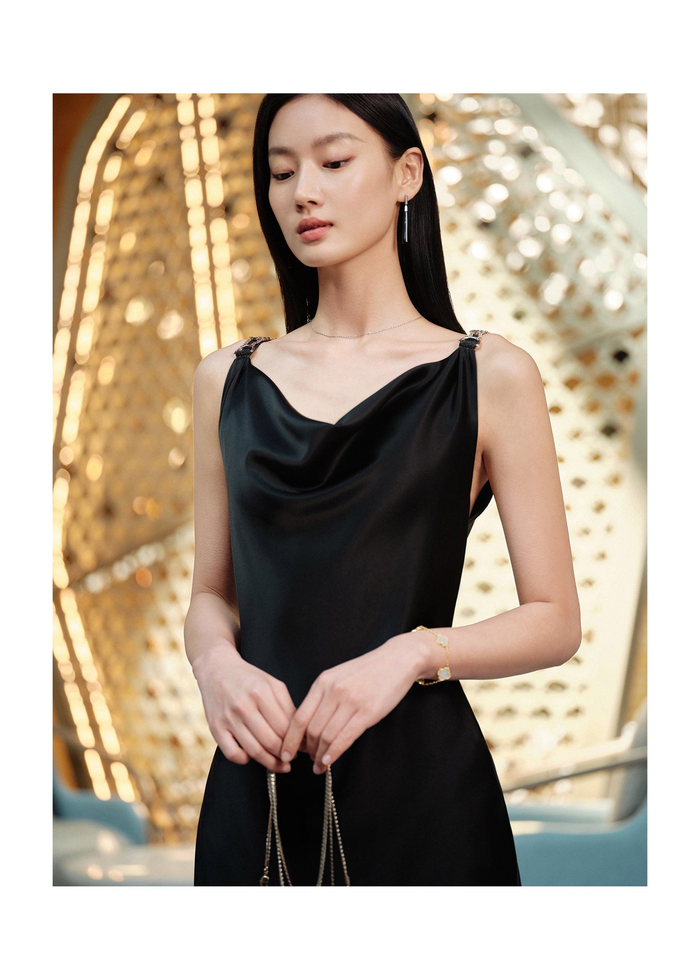 Acetate Sling Dress | Black