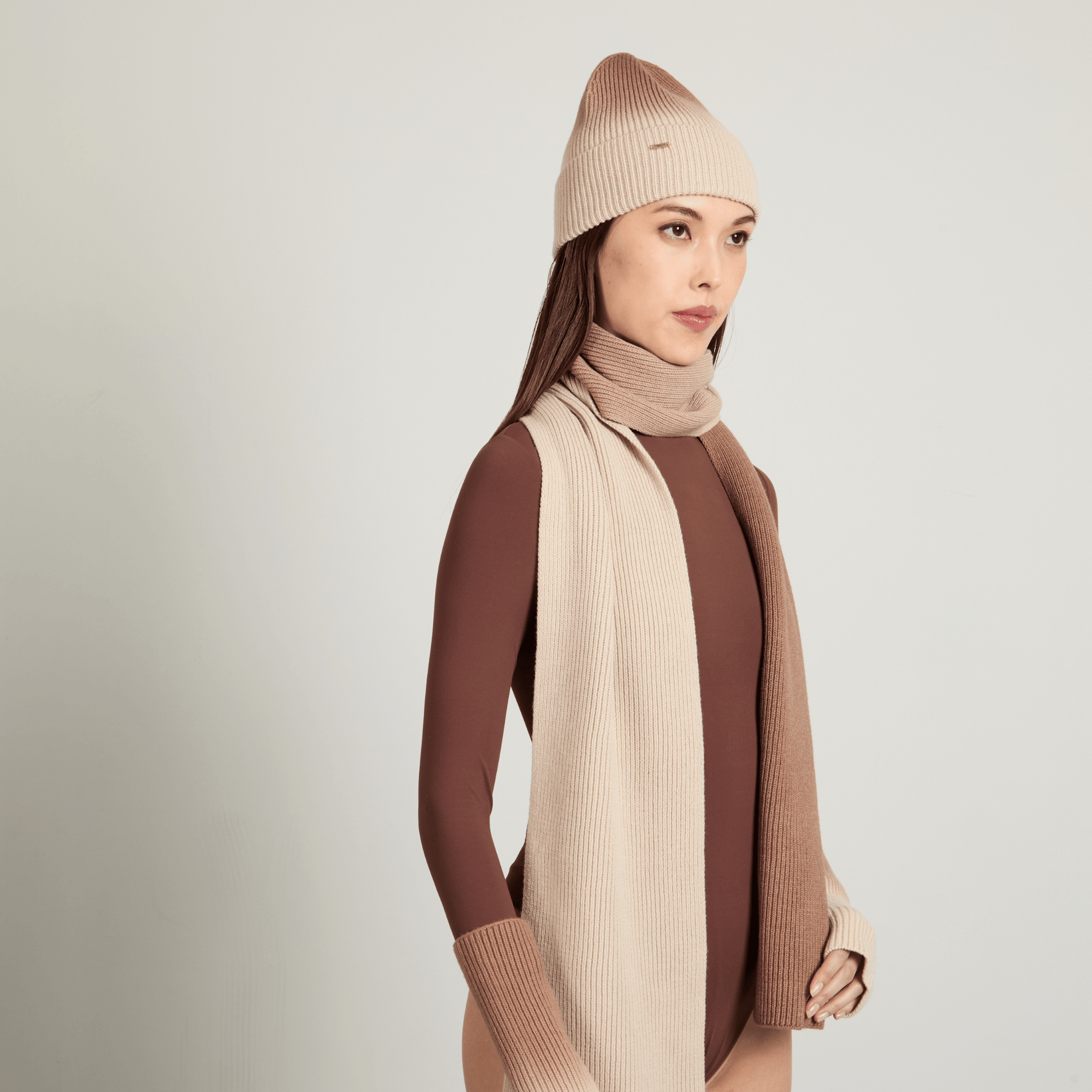 Vail Wool Ombre Scarf | Bone/Camel