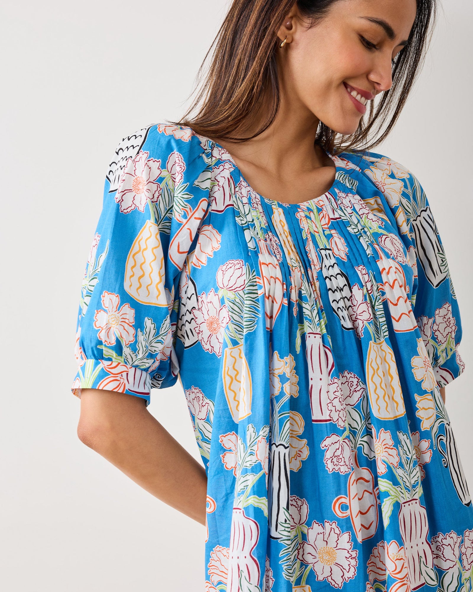 Antique Vases - Raina Dress - Blue Sky - Printfresh