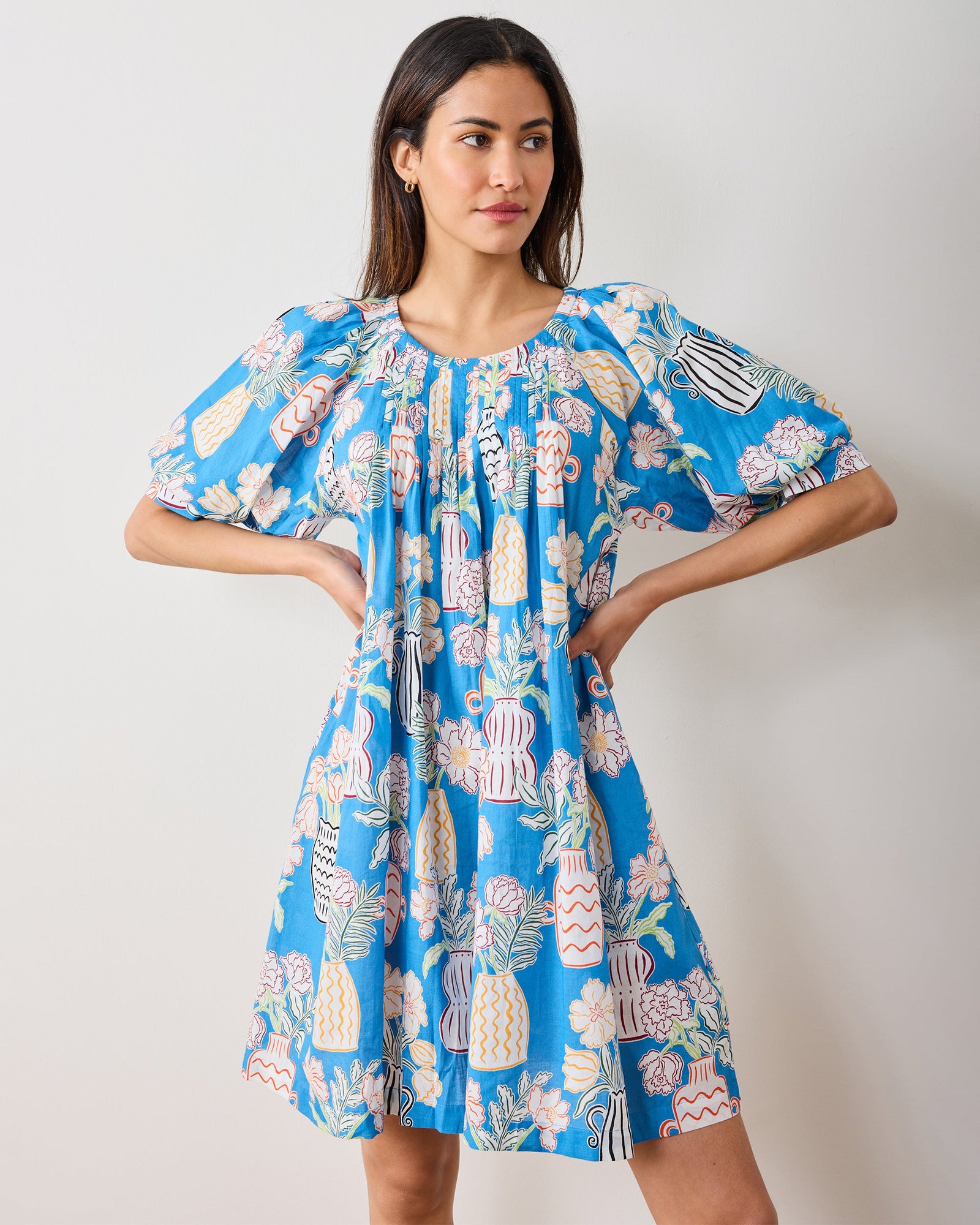 Antique Vases - Raina Dress - Blue Sky - Printfresh