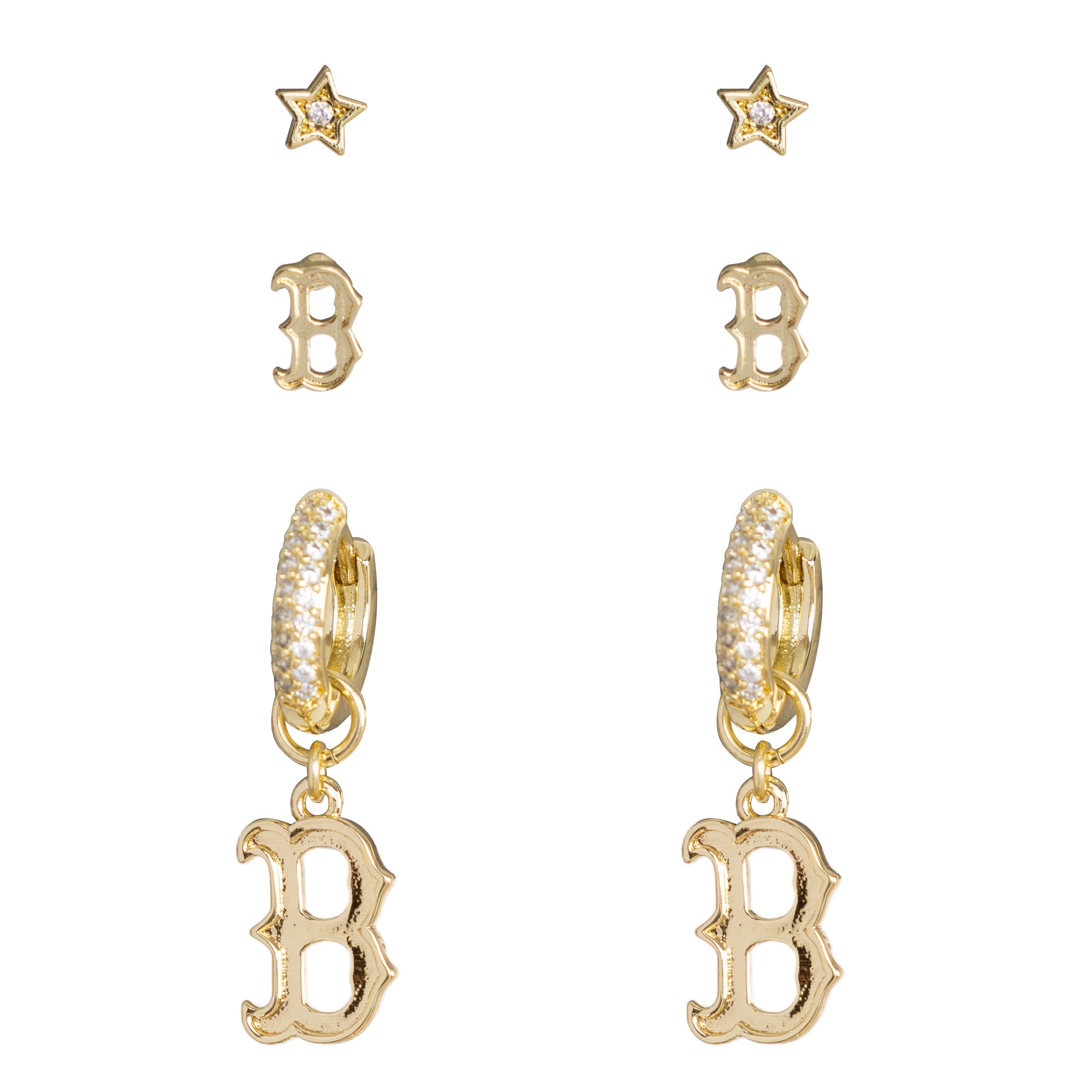 Bijoux Sport by Luv Aj MLB Logo Huggie Earring Set | Boston Red Sox | Gold