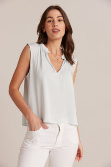 Ruffle Neck Tank | White