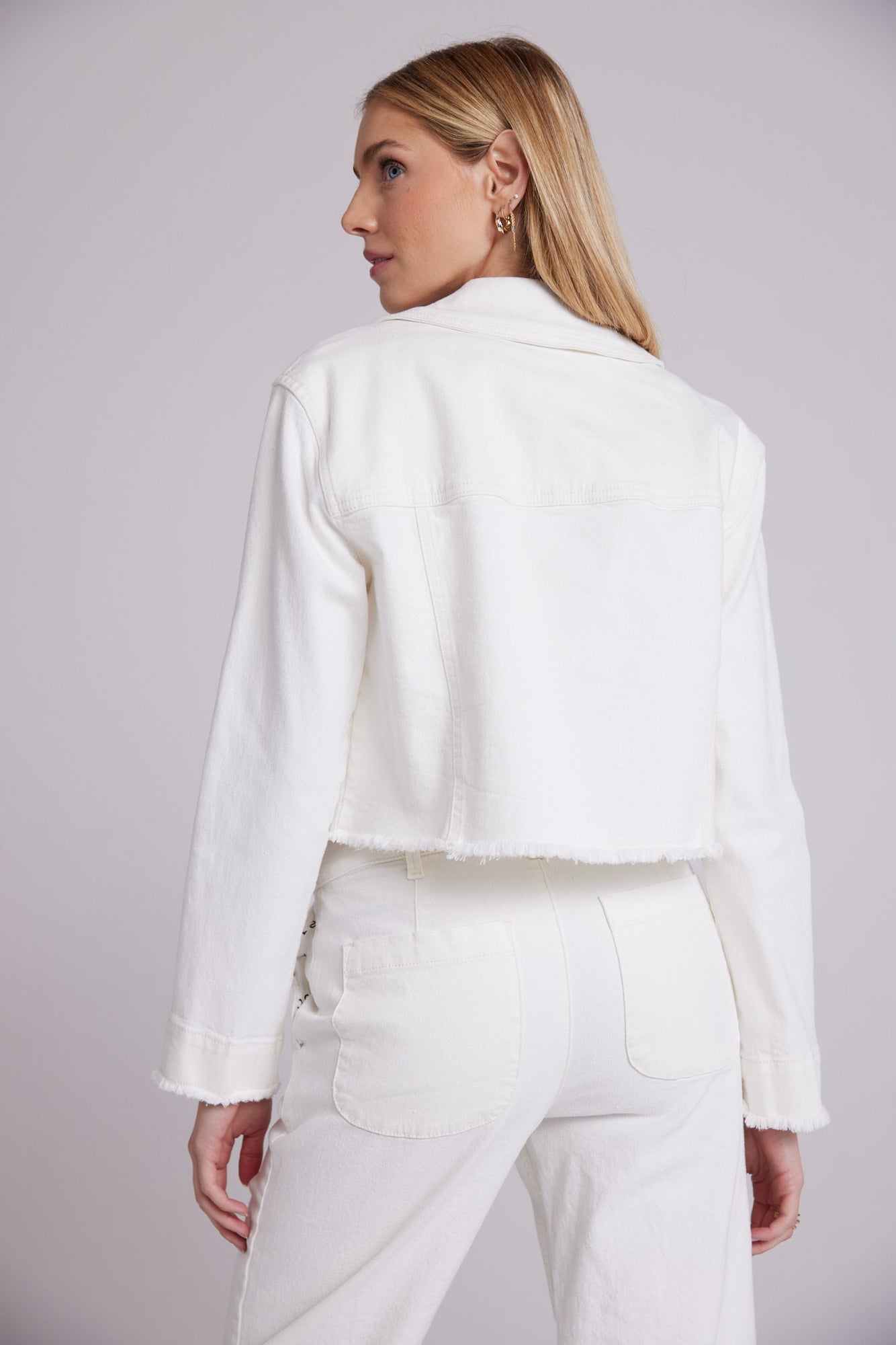 Willa | Seam Pocket Frayed Jacket | Winter White