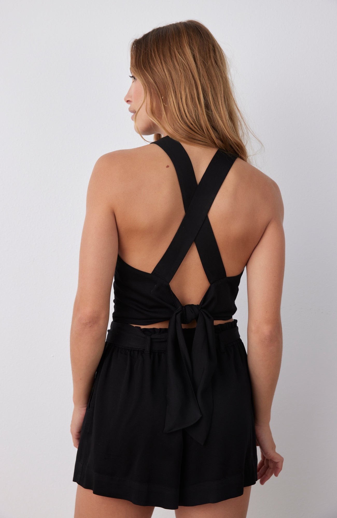 Tie Back Bias Halter | Black