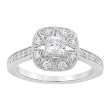0.90 CT Princess/Round Natural Diamond | Engagement Ring | 18K White Gold | I Color | I1 Clarity