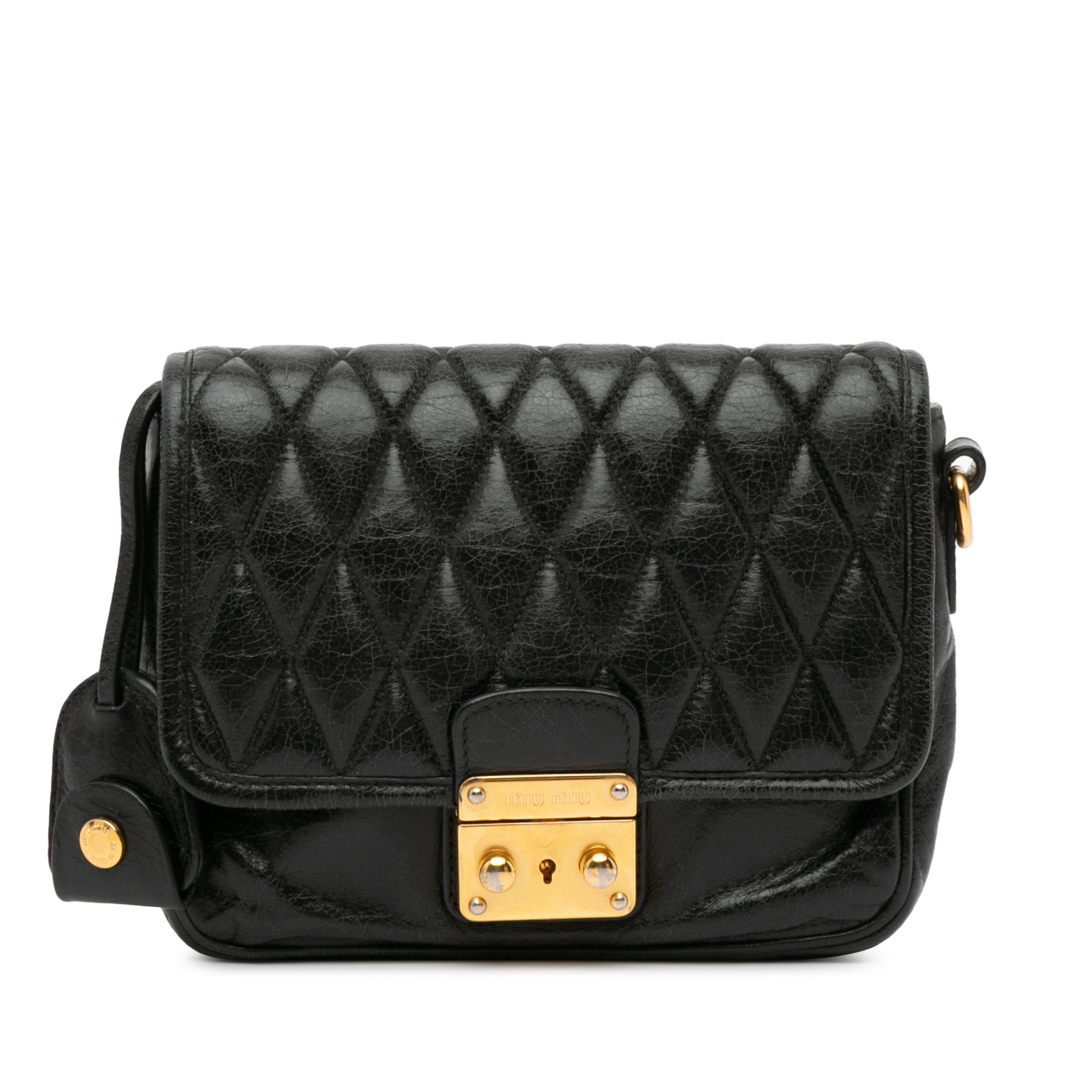 Miu Miu | Pre-Owned Vitello Shine Trapu Clutch | Black
