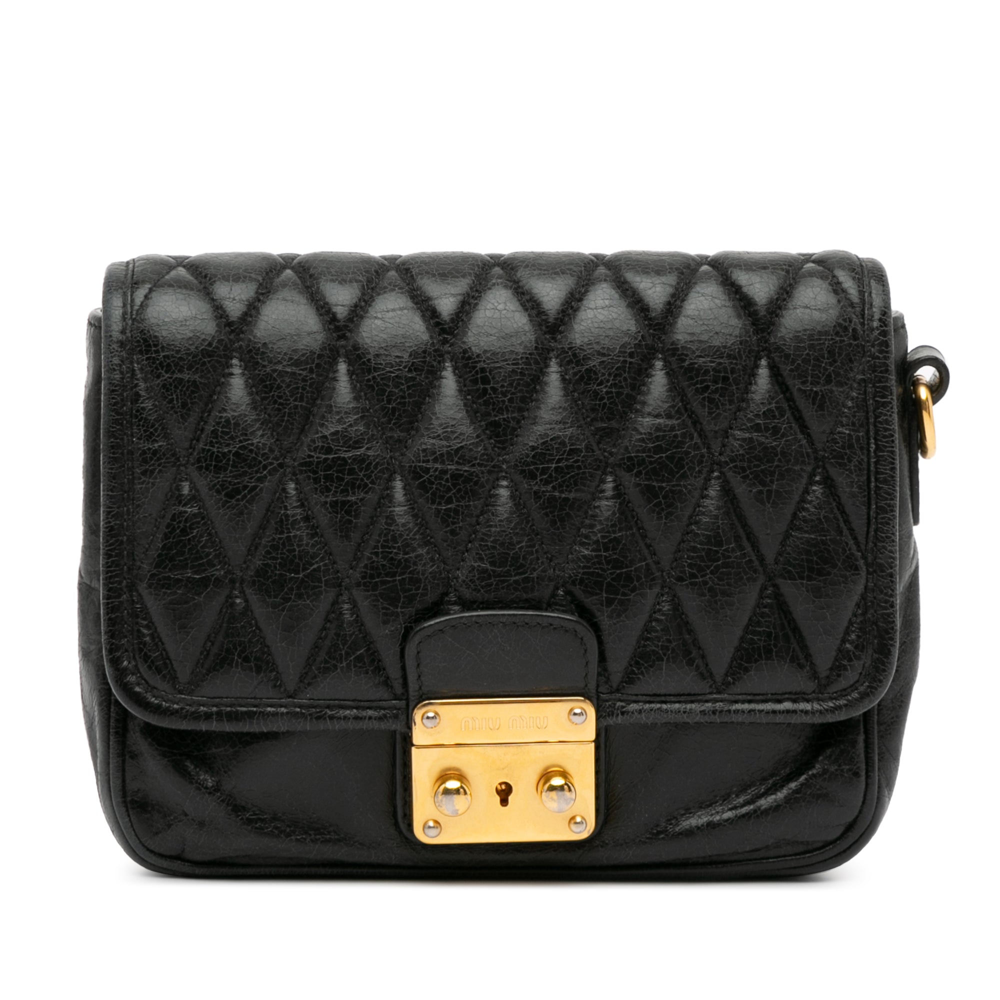 Miu Miu | Pre-Owned Vitello Shine Trapu Clutch | Black