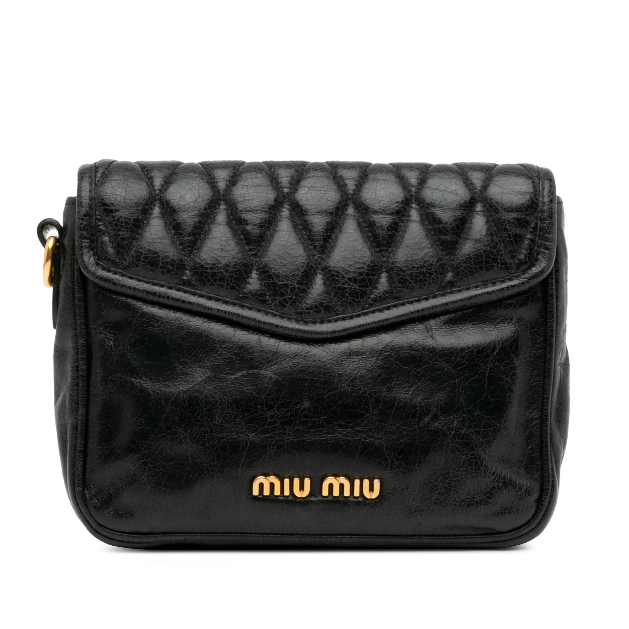 Miu Miu | Pre-Owned Vitello Shine Trapu Clutch | Black