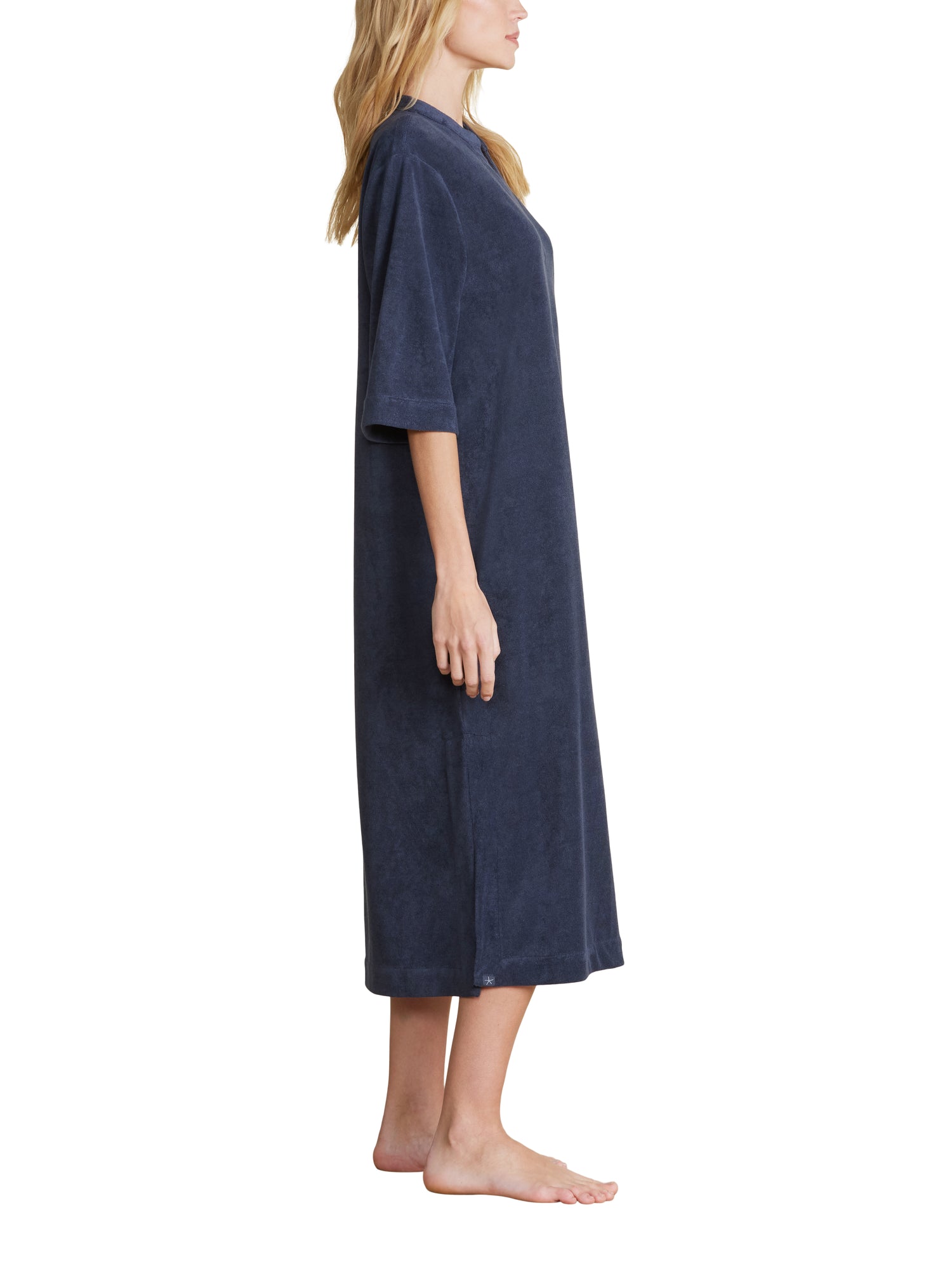 Womens | CozyTerry Placket Caftan | Indigo