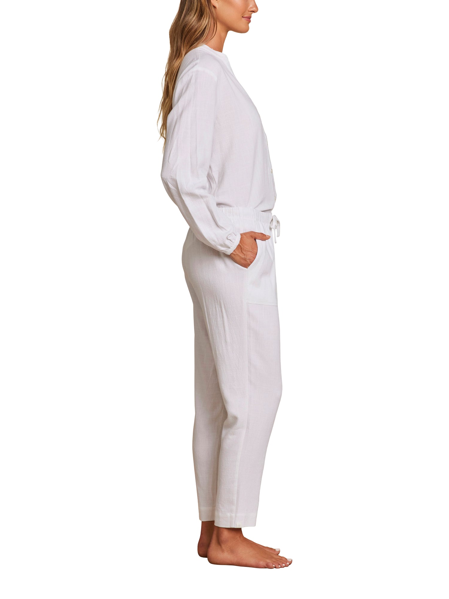 Womens | Linen Blend Pant | White