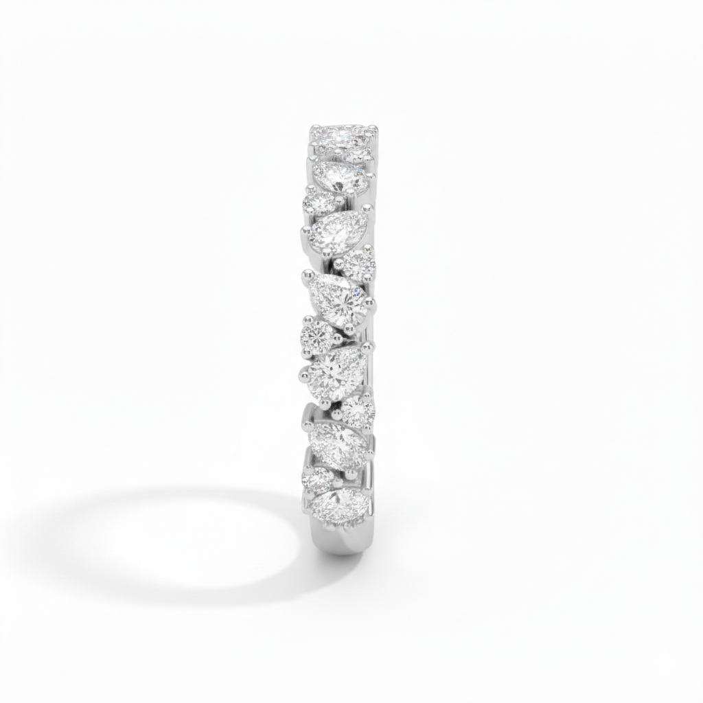 0.50 CT Pear/Round Natural Diamond | Fashion Ring | Platinum | G Color | SI2 Clarity