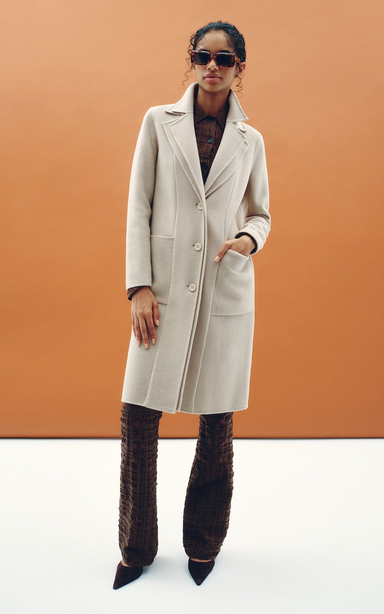Benicia Straight-Fit Double Face Wool Coat With Double Collar | Hush