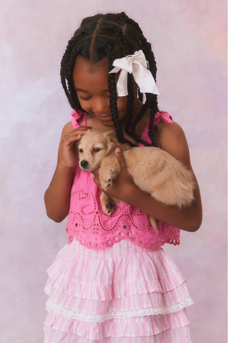 Girls | Billie Cotton Stripe Skirt | Captiva Pink