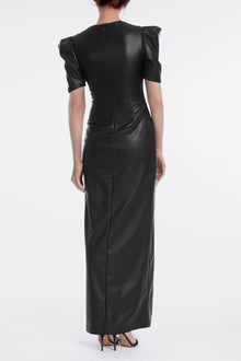 ONE33 SOCIAL | The Toby Black Vegan Leather Maxi Dress | Black