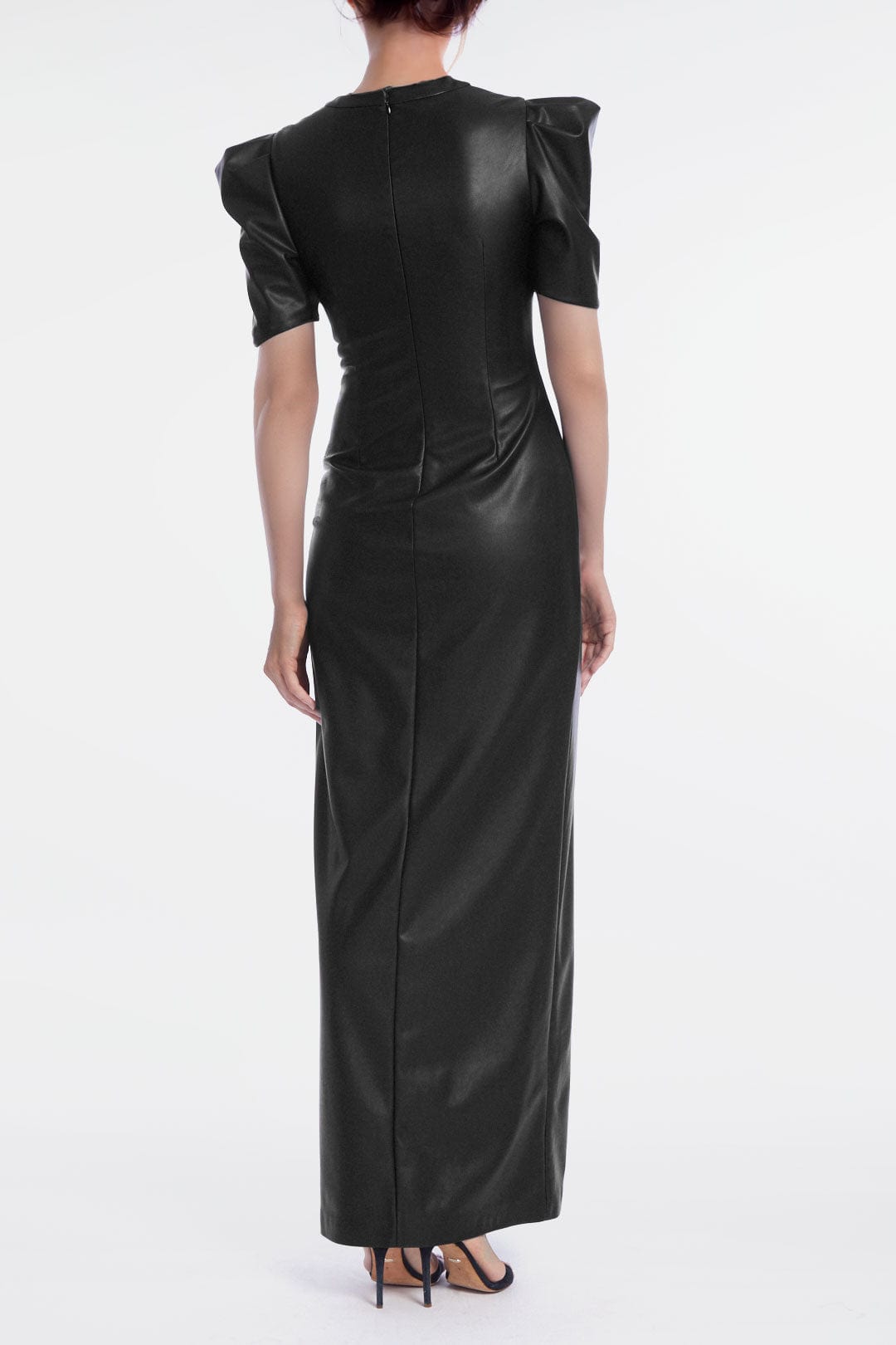 ONE33 SOCIAL | The Toby Black Vegan Leather Maxi Dress | Black