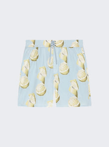 Men | Givenchy | Cotton Seersucker Swim Shorts Lemon Print | Blue