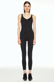 Bandier | V-Neck Tempo Full Length Catsuit | Black