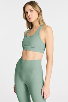 Bandier | Center Stage Rib Bra | Chinois Green