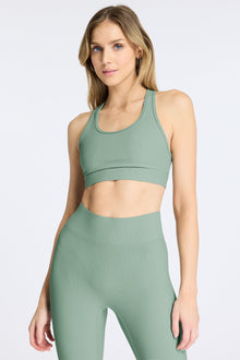 Bandier | Center Stage Rib Bra | Chinois Green