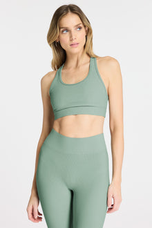 Bandier | Center Stage Rib Bra | Chinois Green