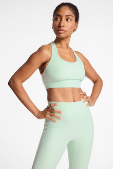 Bandier | Center Stage Rib Bra | Dusty Aqua