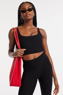 Bandier | Rib Tempo Crop Bra | Black Rib