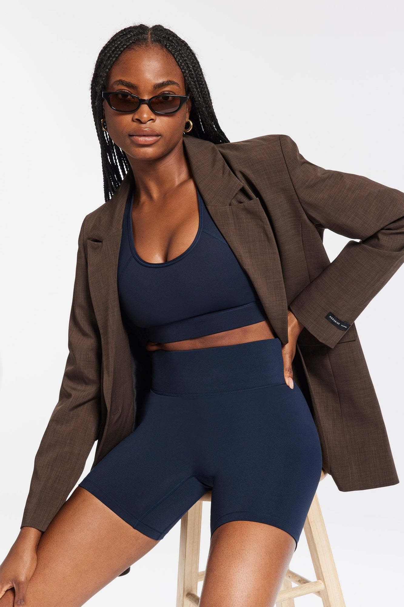 Bandier | Center Stage 6In Biker Short | Navy Blazer