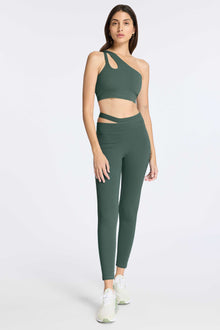 Bandier | Aria One Shoulder Bra | Balsam Green