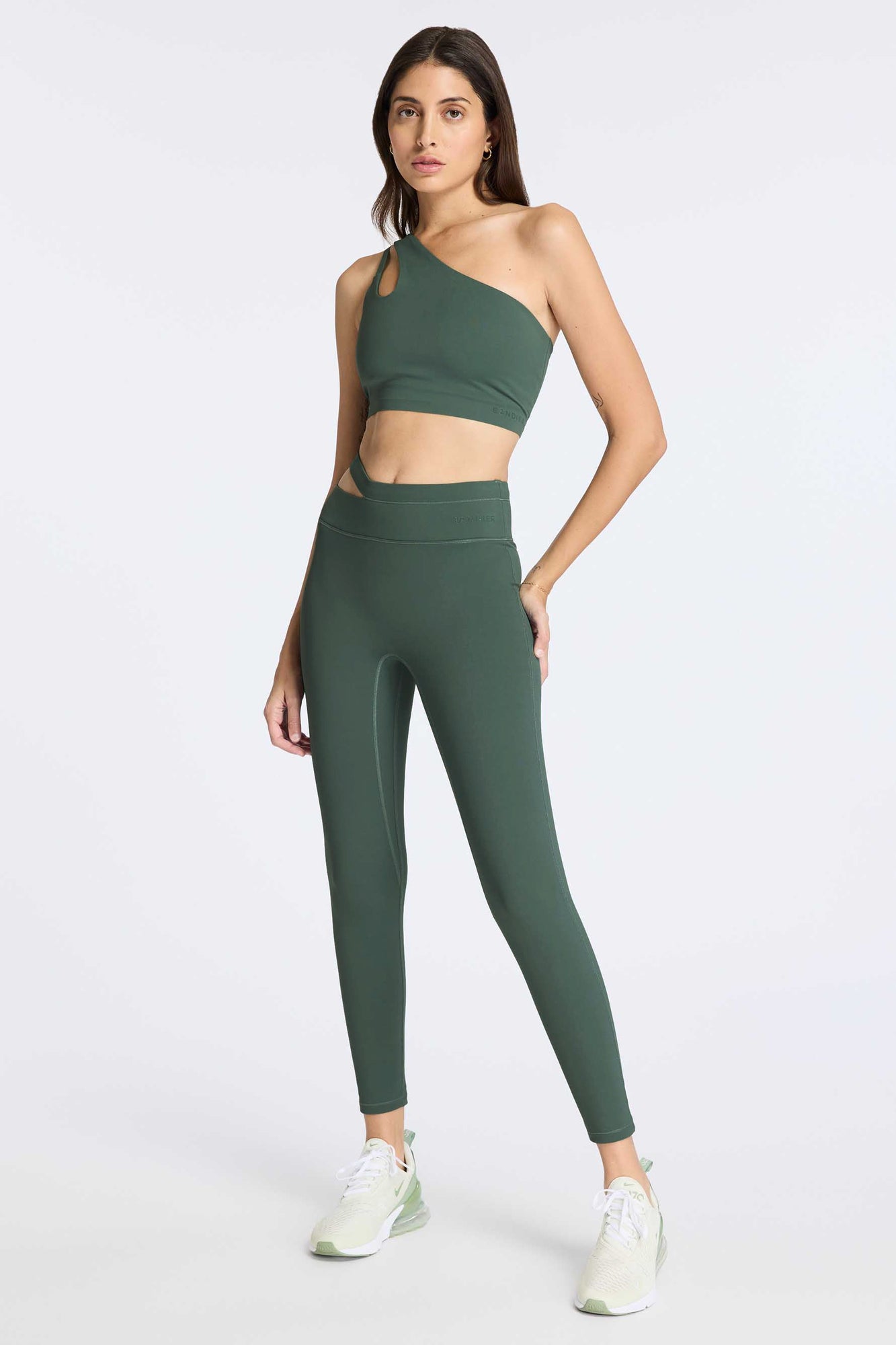 Bandier | Aria Asymmetric Legging | Balsam Green