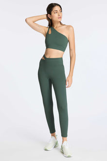 Bandier | Aria One Shoulder Bra | Balsam Green