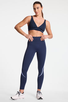 Bandier | Center Stage Contrast Legging | Navy Blazer/ Baby Lavender