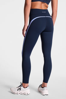 Bandier | Center Stage Contrast Legging | Navy Blazer/ Baby Lavender
