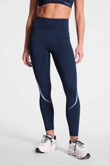 Bandier | Center Stage Contrast Legging | Navy Blazer/ Baby Lavender