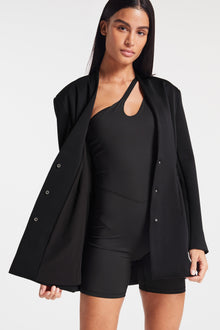 Bandier | Asymmetric Tempo Short Catsuit | Black