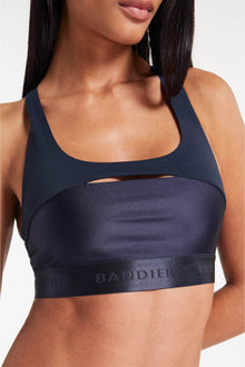 Bandier | Sport Logo Bra | Navy Blazer