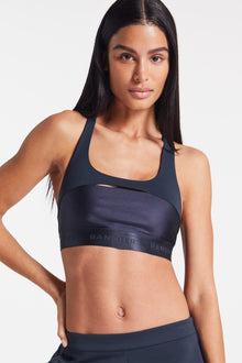 Bandier | Sport Logo Bra | Navy Blazer