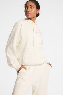 Bandier | Classic Logo Terry Hoodie | Gardenia