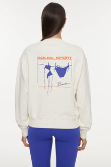 Bandier | Classic Soleil Sport Crew Neck Sweatshirt | Gardenia