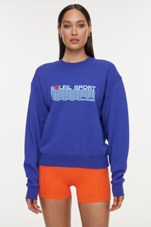 Bandier | Classic Soleil Sport Crew Neck Sweatshirt | Spectrum Blue