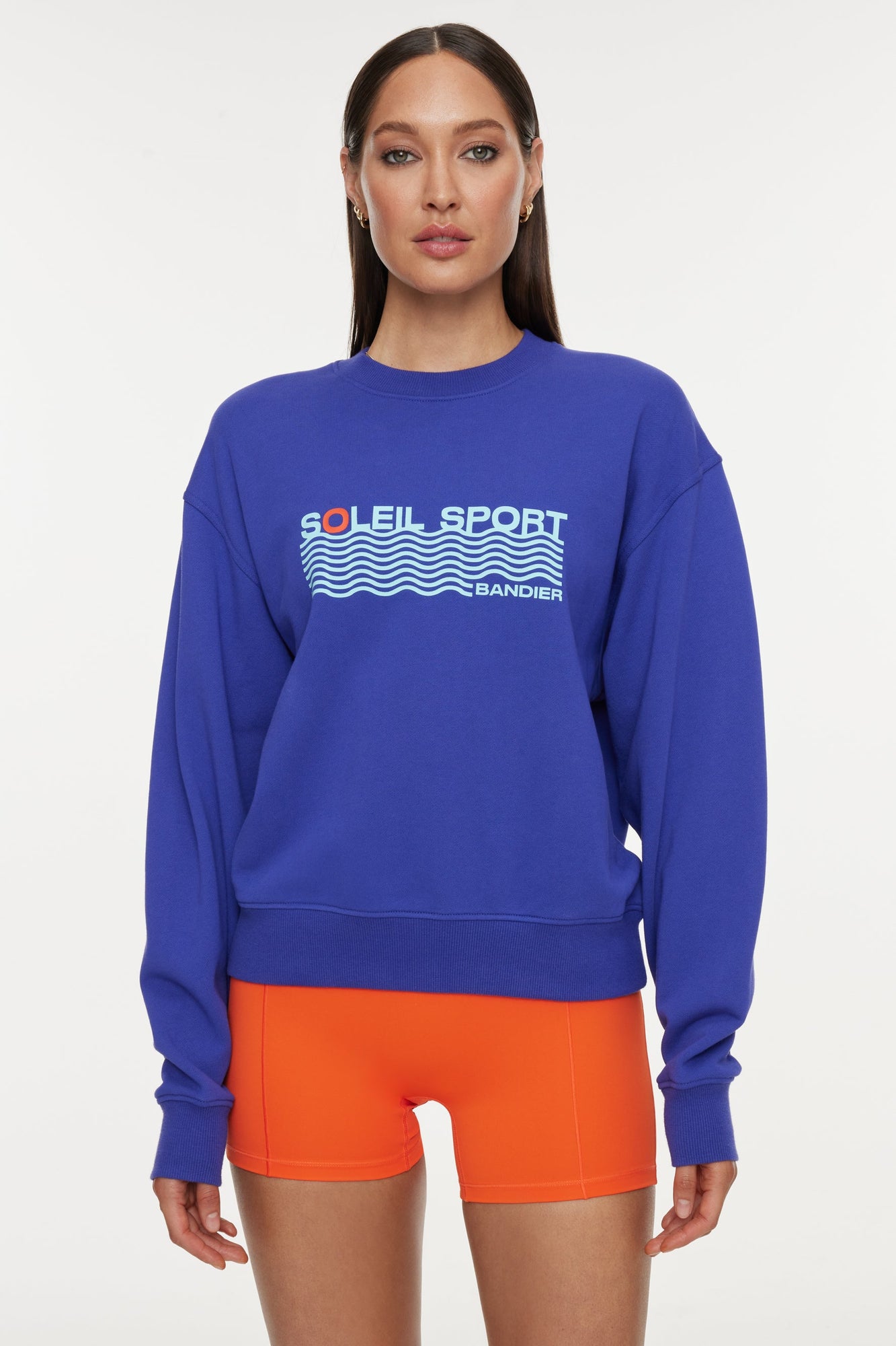 Bandier | Classic Soleil Sport Crew Neck Sweatshirt | Spectrum Blue