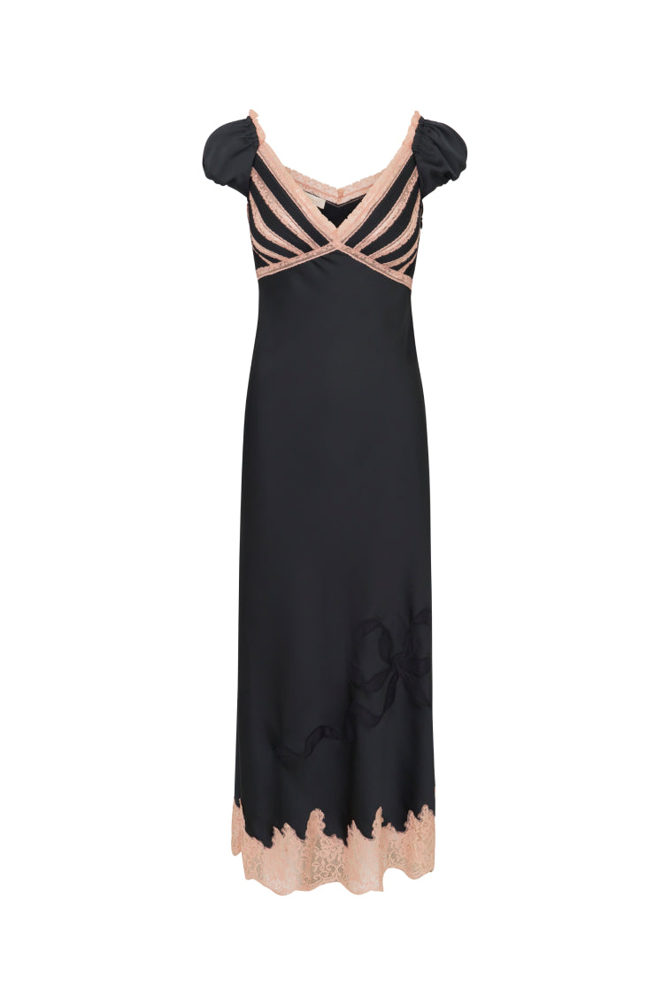 Brinkley Satin Midi Dress | Black
