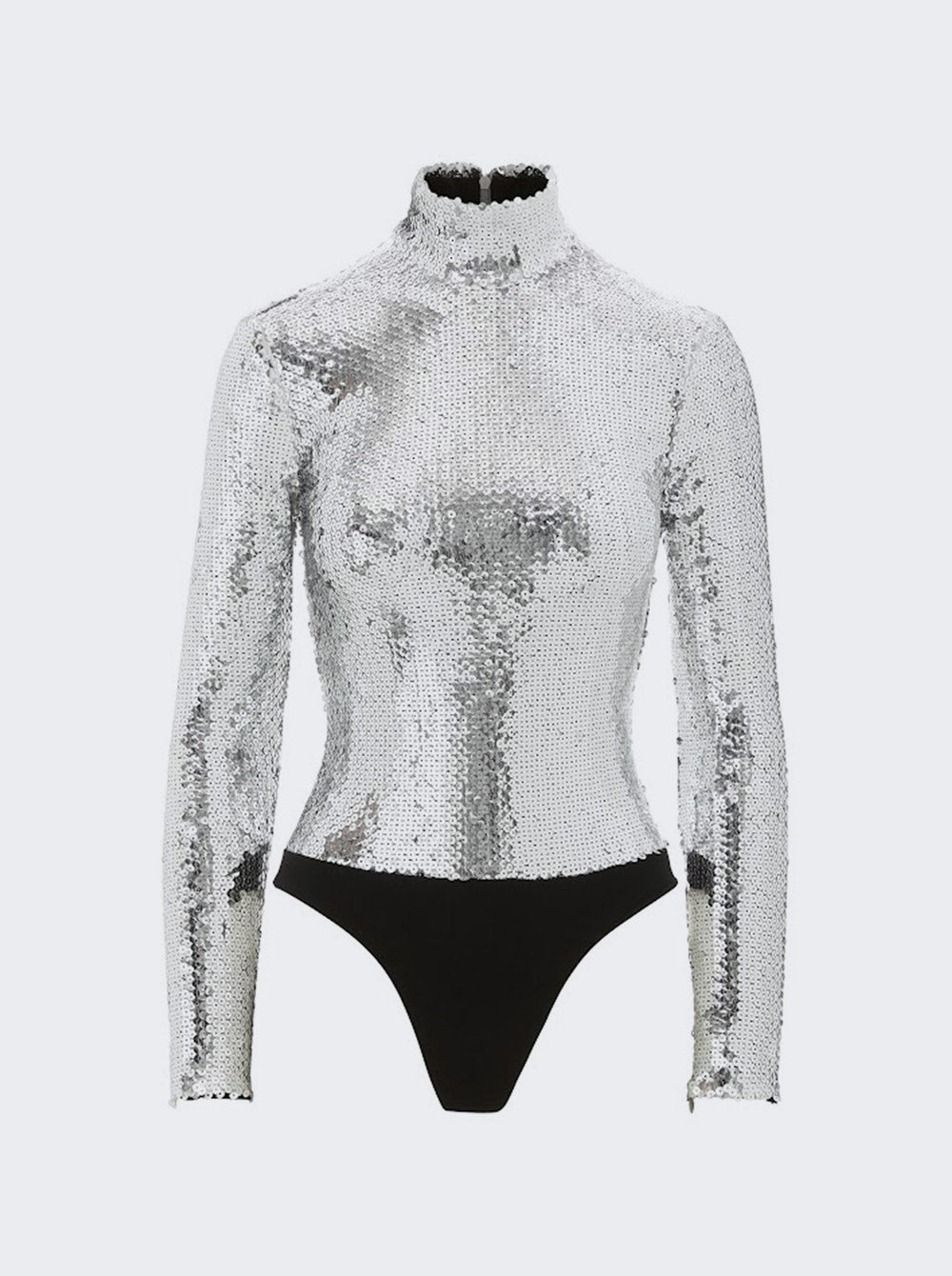 Women | Brandon Maxwell | Long Sleeve Sequin Bodysuit | Silver
