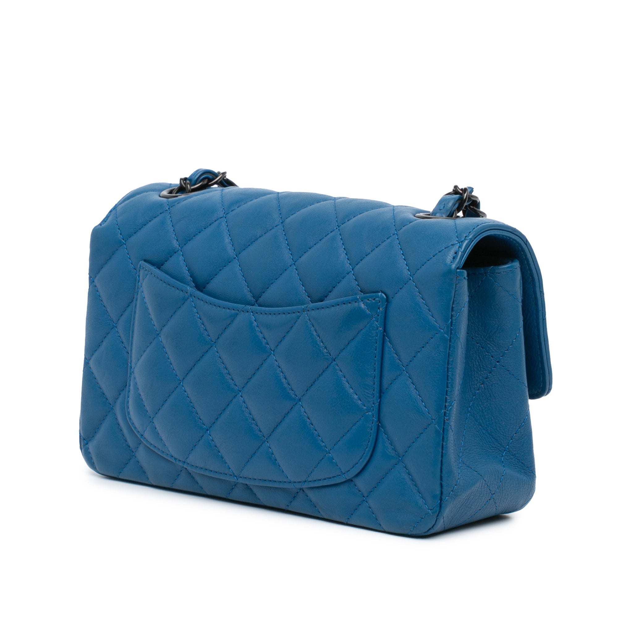 Chanel | Pre-Owned Mini Rectangular Classic Lambskin Single Flap | Blue