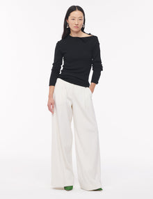 Women | Button Sleeve Pullover | Black