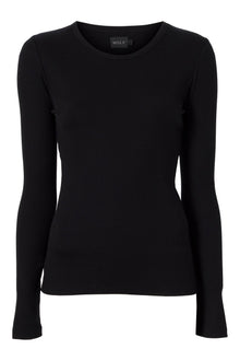 Wesley | Rivington Ribbed Long Sleeve Top | Black