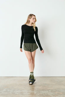 Wesley | Rivington Ribbed Long Sleeve Top | Black