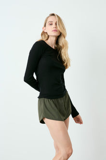 Wesley | Rivington Ribbed Long Sleeve Top | Black