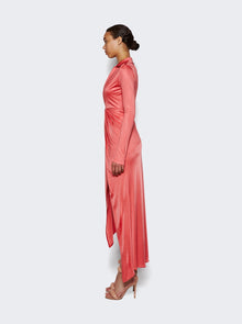 Givenchy | Long Sleeve Draped Dress | Coral