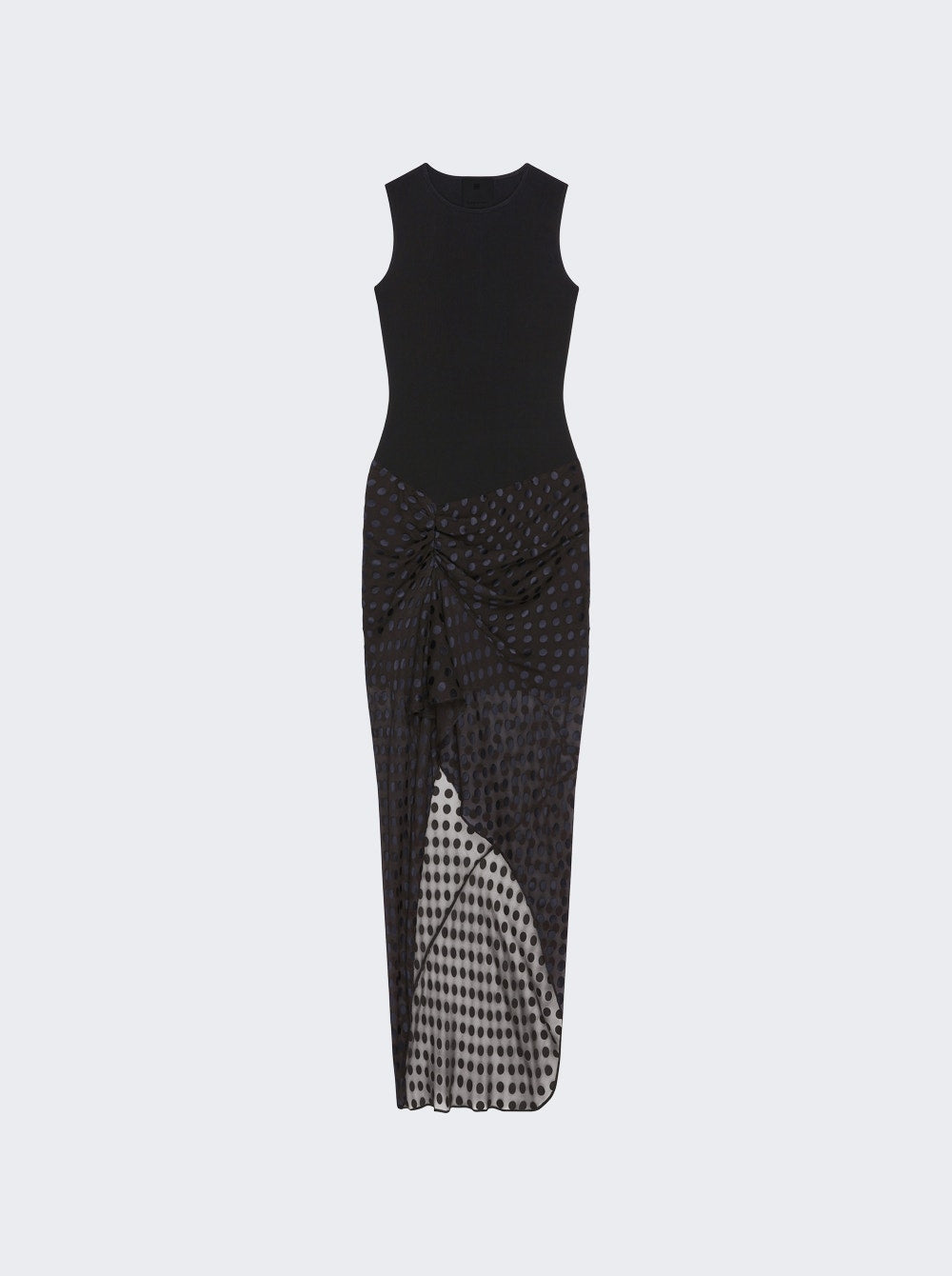 Givenchy | Draped Dress In Jersey And Polka Dots Dévoré Satin | Black